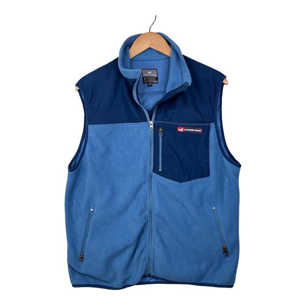 Southern Marsh FieldTec Blue Full Zip Fuzzy Fleece Pocket Vest Men's Size Medium